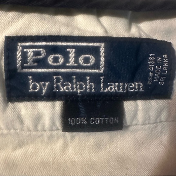 Vtg POLO Ralph Lauren Pants Mens 32 Blue / White Block Print Cotton - Picture 3 of 14